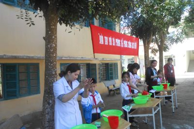 Trường TH Nguyễn Bá Ngọc tổ chức Lễ phát động “Rửa tay với xà phòng để phòng chống dịch bệnh”